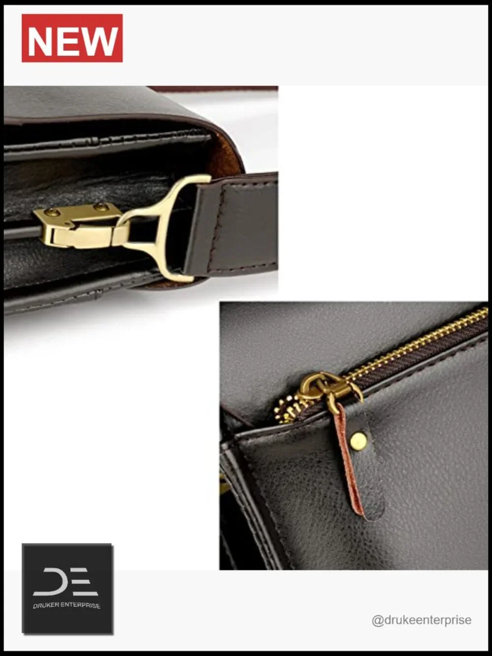 PU Leather Messenger Crossbody Bag for Men Work Travel Magnetic Buckle